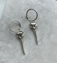 WDTS - Bird Skull Small Hoop Earrings - Silver