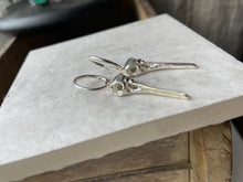 WDTS - Bird Skull Small Hoop Earrings - Silver