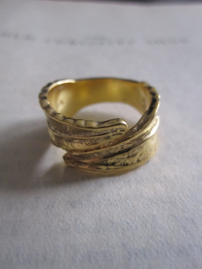 CollardManson 925 silver wrapped leaf ring- gold