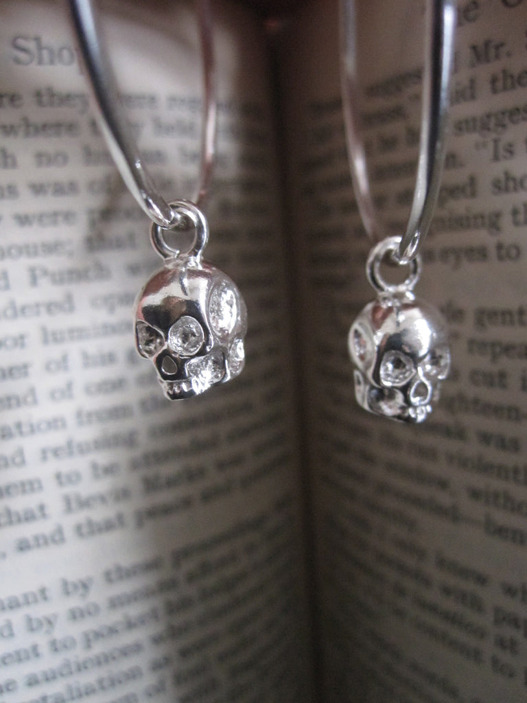 Skull Hoop Earrings - Silver