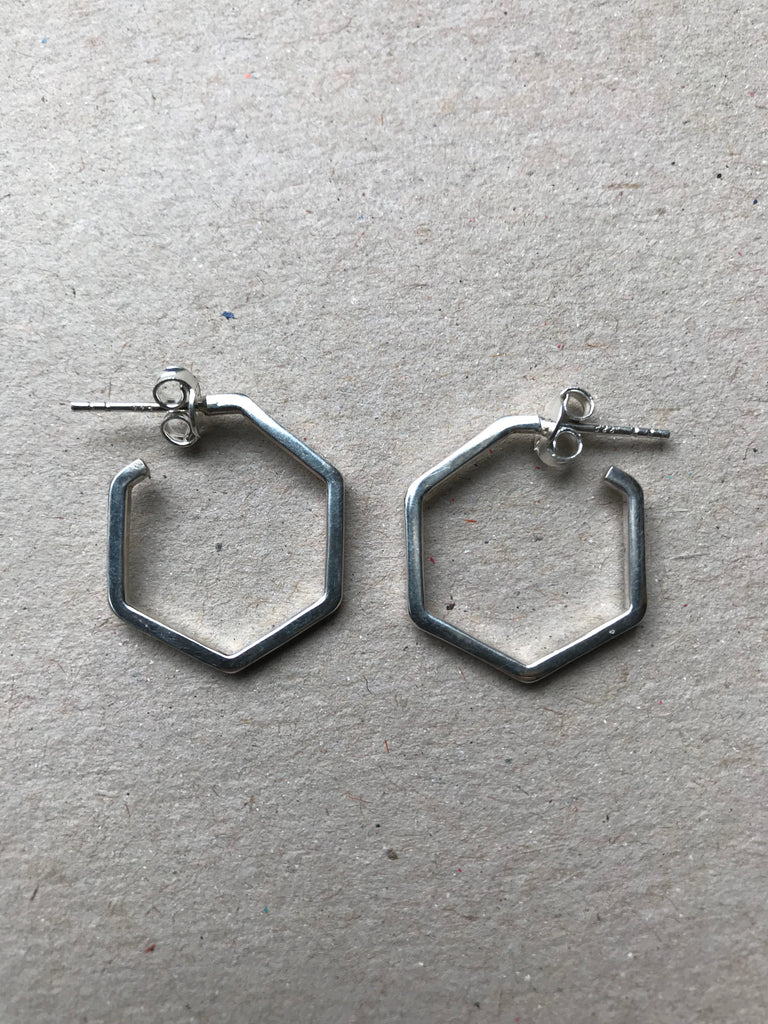 Silver 925 small hexagon Earrings