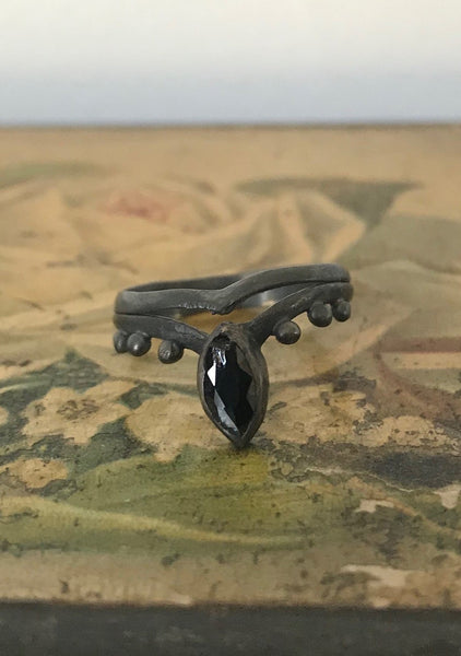 Blackened 925 Silver Ring - black onyx mandala