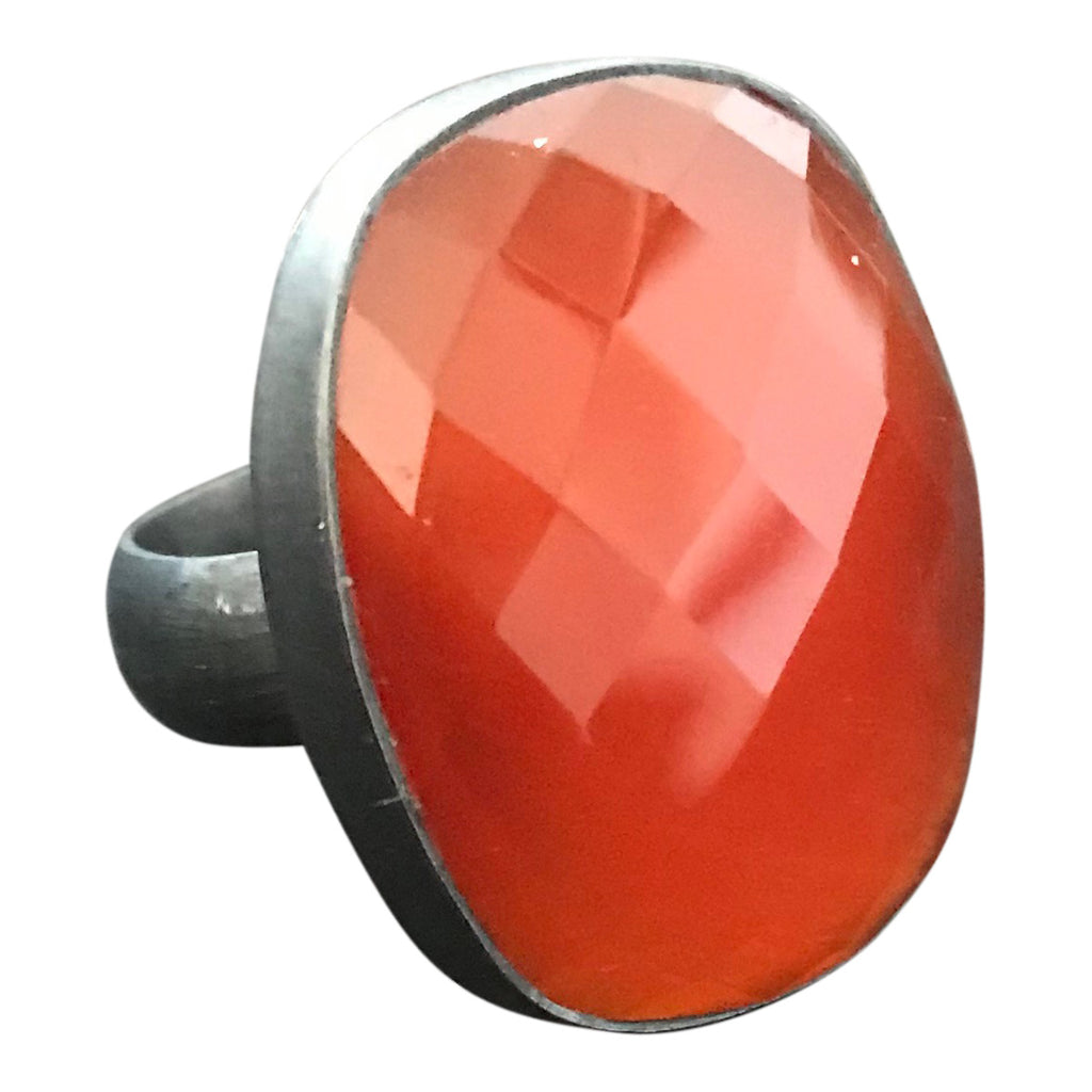 925 Silver - oxidised oval Carnelian ring