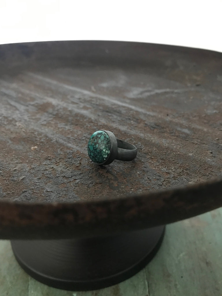 925 Silver - oxidised turquoise ring