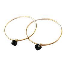 Black onyx hoop earrings - Gold