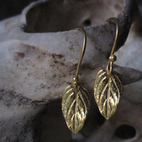 CollardManson 925 Silver Small Leaf Earrings- gold