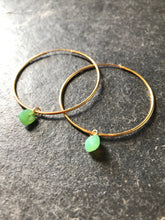 925 Silver Chrysophrase Hoop Earrings - Gold