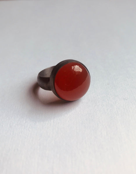 925 Silver - oxidised Carnelian ring