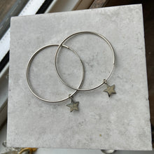 925 Silver Star Hoop Earrings - Medium