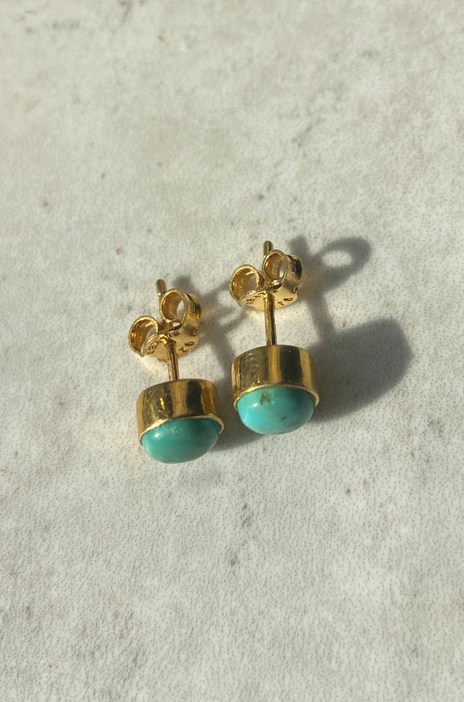 925 Silver  turquoise  Studs- Gold plated