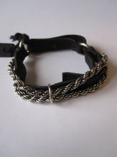 Goti 925 Oxidised Silver rope chain and leather bracelet BR1041