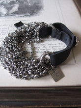 Goti 925 Oxidised Silver multi chain and leather bracelet BR989