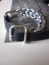Goti 925 Oxidised Silver and leather bracelet BR521