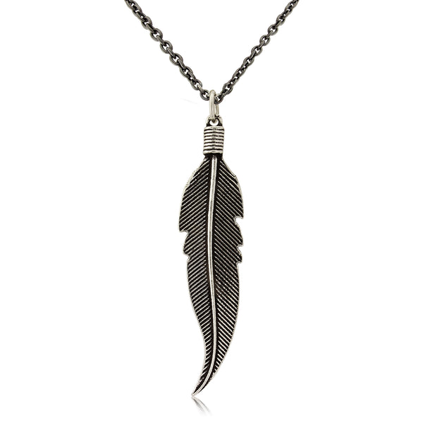 925 Silver Large Feather Necklace