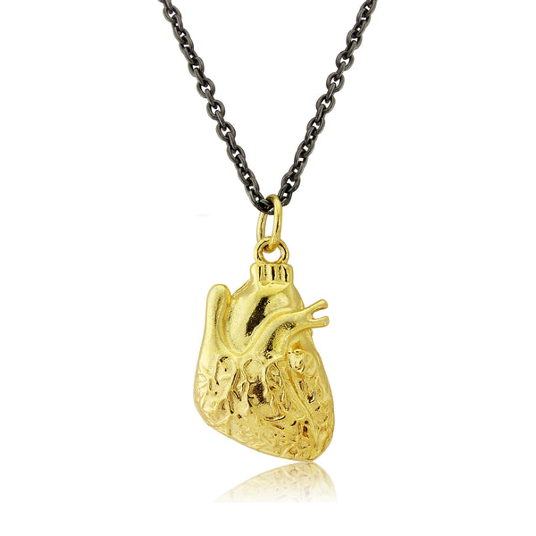 WDTS 925 Silver Anatomical Heart Necklace - Gold Plated