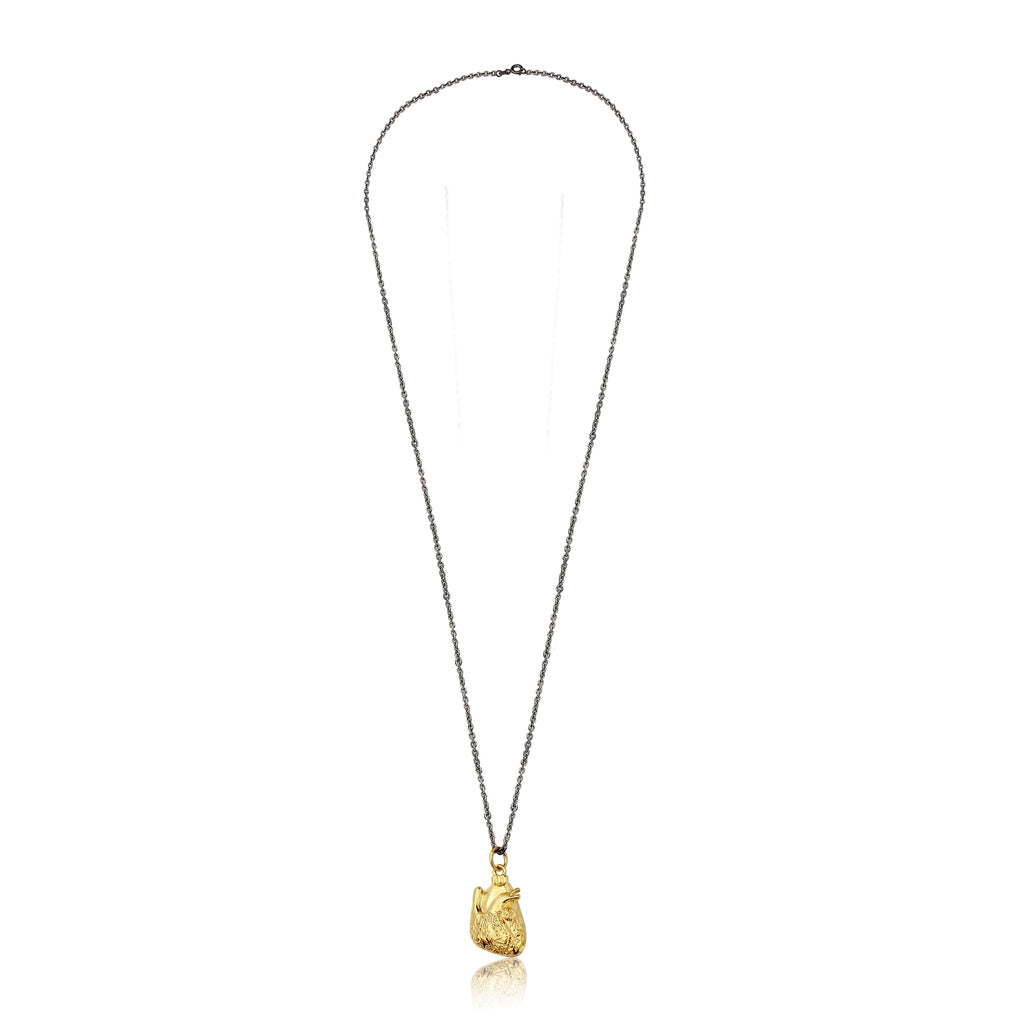 WDTS 925 Silver Anatomical Heart Necklace - Gold Plated