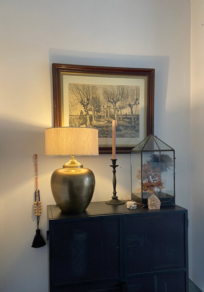 Deimas lamp - Antique brass finish & Linen Shade