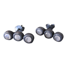 925 Oxidised Silver triple Moonstone Earrings