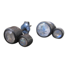 925 Oxidised Silver Double Moonstone Earrings