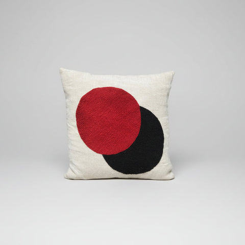 Circles embroidered cushion