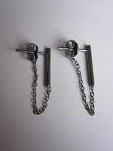 925 Silver Bar Chain Earrings oxidised