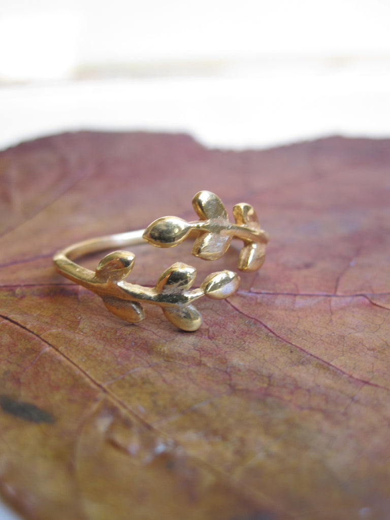 Gold plated 925 Silver leafy Ring