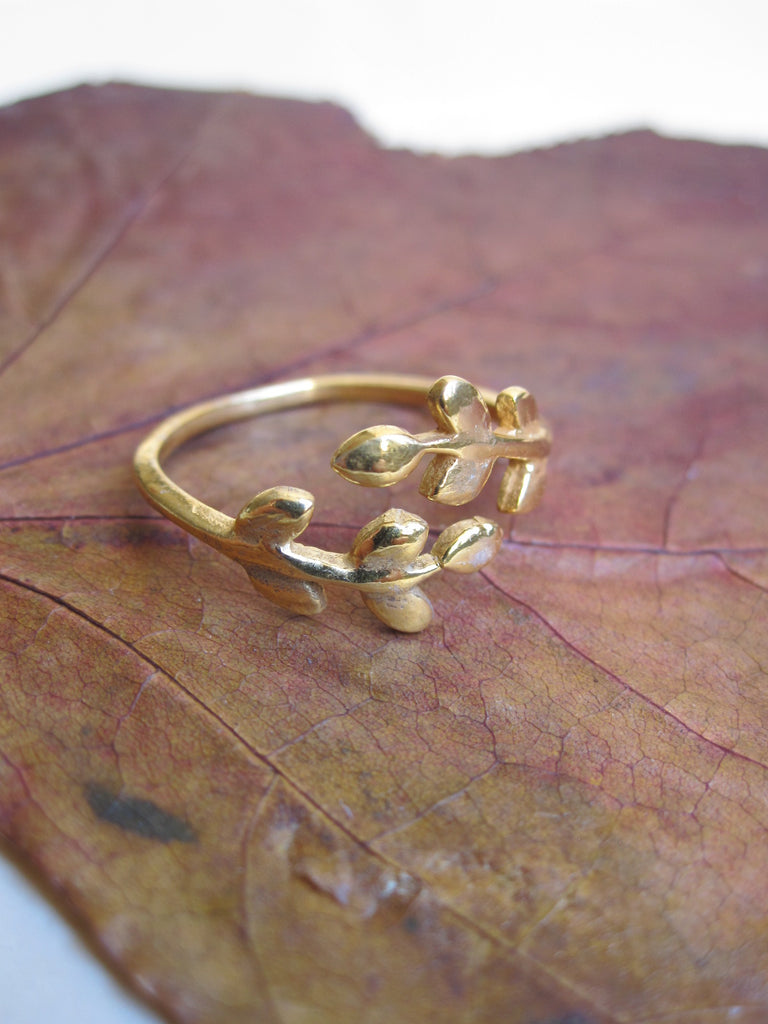 Gold plated 925 Silver leafy Ring