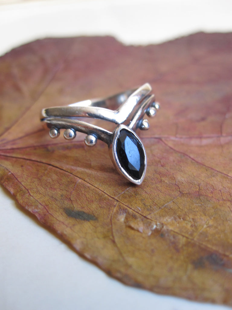 925 Silver Ring - black onyx mandala