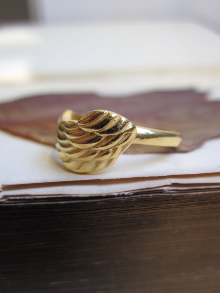 925 Silver - gold plated wing ring