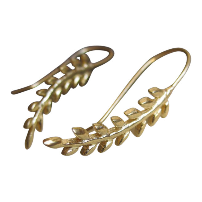 925 silver leafy drop earrings with gold plating