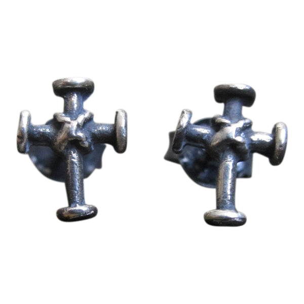 925 Silver Bound cross Studs- oxidised