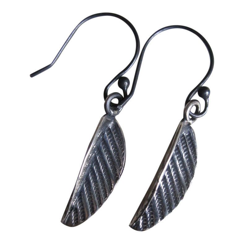 925 silver folded leaf earrings