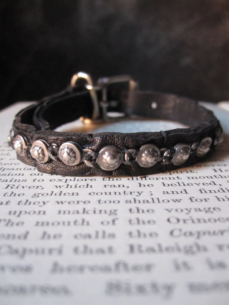 Goti leather bracelet with 925 Oxidised Silver BR180