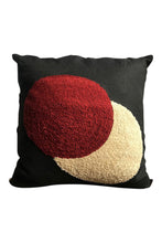 Circles embroidered cushion- black