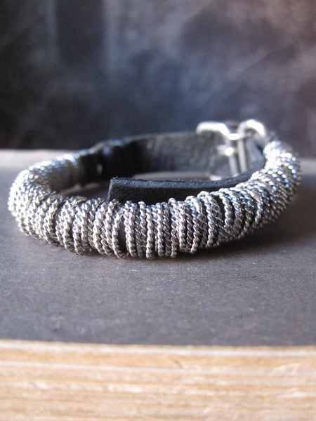 Goti leather and 925 Silver bracelet BR048
