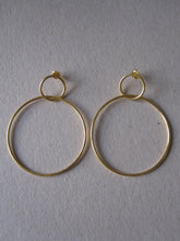 Gold plated 925 Silver Double Circle Hoop Earrings