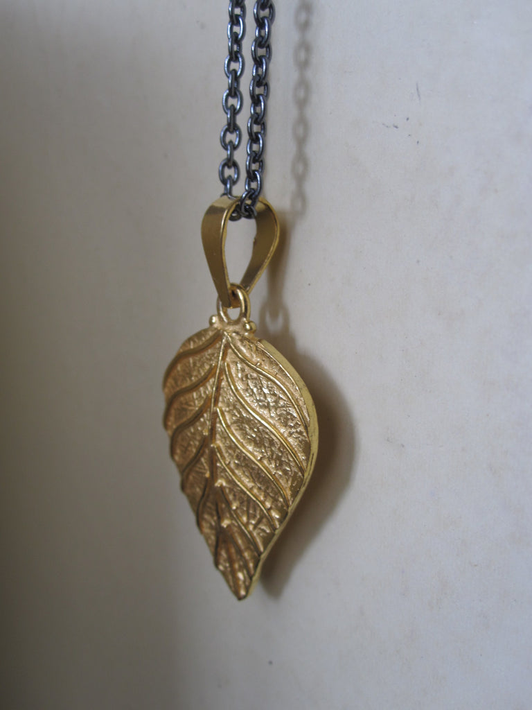 Gold plated Silver Leaf Necklace