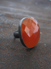 925 Silver - oxidised oval Carnelian ring