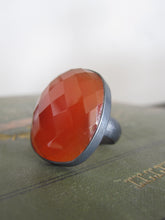 925 Silver - oxidised oval Carnelian ring