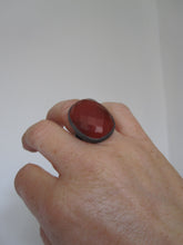 925 Silver - oxidised oval Carnelian ring