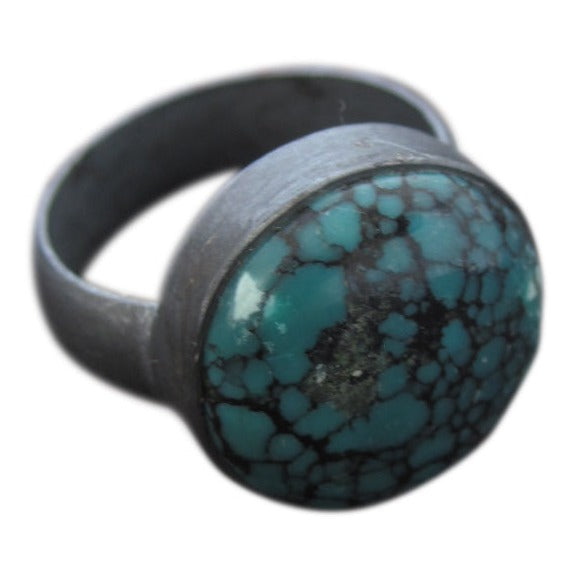 925 Silver - oxidised turquoise ring