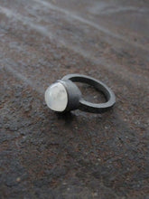 Oxidised ring with Ranbow Moonstone