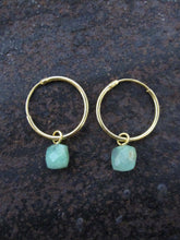 925 Silver Small Chrysophrase Hoop Earrings - Gold