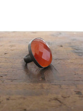 925 Silver - oxidised oval Carnelian ring