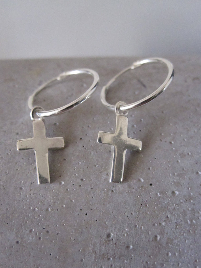 Small Cross Hoop Earrings