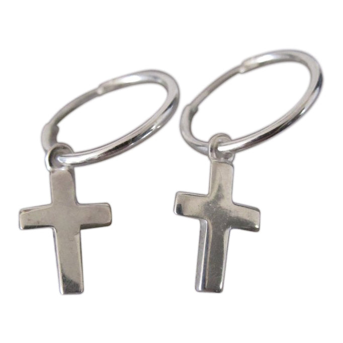 Small Cross Hoop Earrings