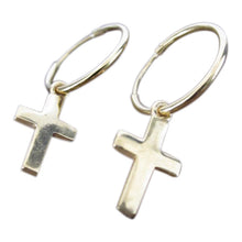 Small Cross Hoop Earrings - gold