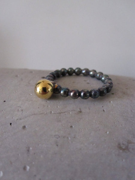 Ball ring - black & gold