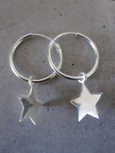 Small Star Hoop Earrings - Silver