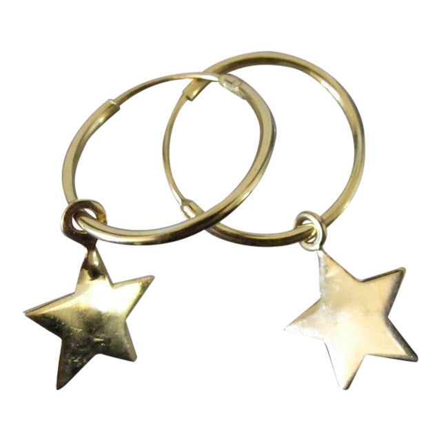 Small Star Hoop Earrings - Gold